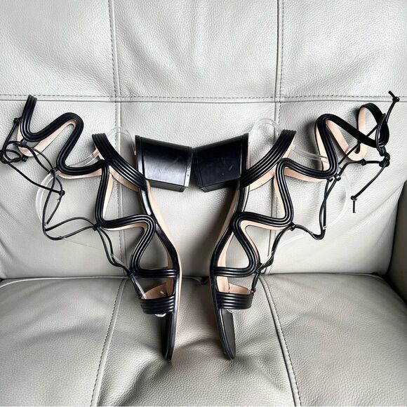 Gianvito Rossi Italian Leather Hydra Sandals Sz 41.5 US 10 Gladiator Black - Picture 4 of 12